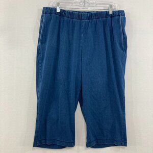 Lands' End size 1X Blue Ultra Soft Stretch Denim Cropped Pull-on Capri